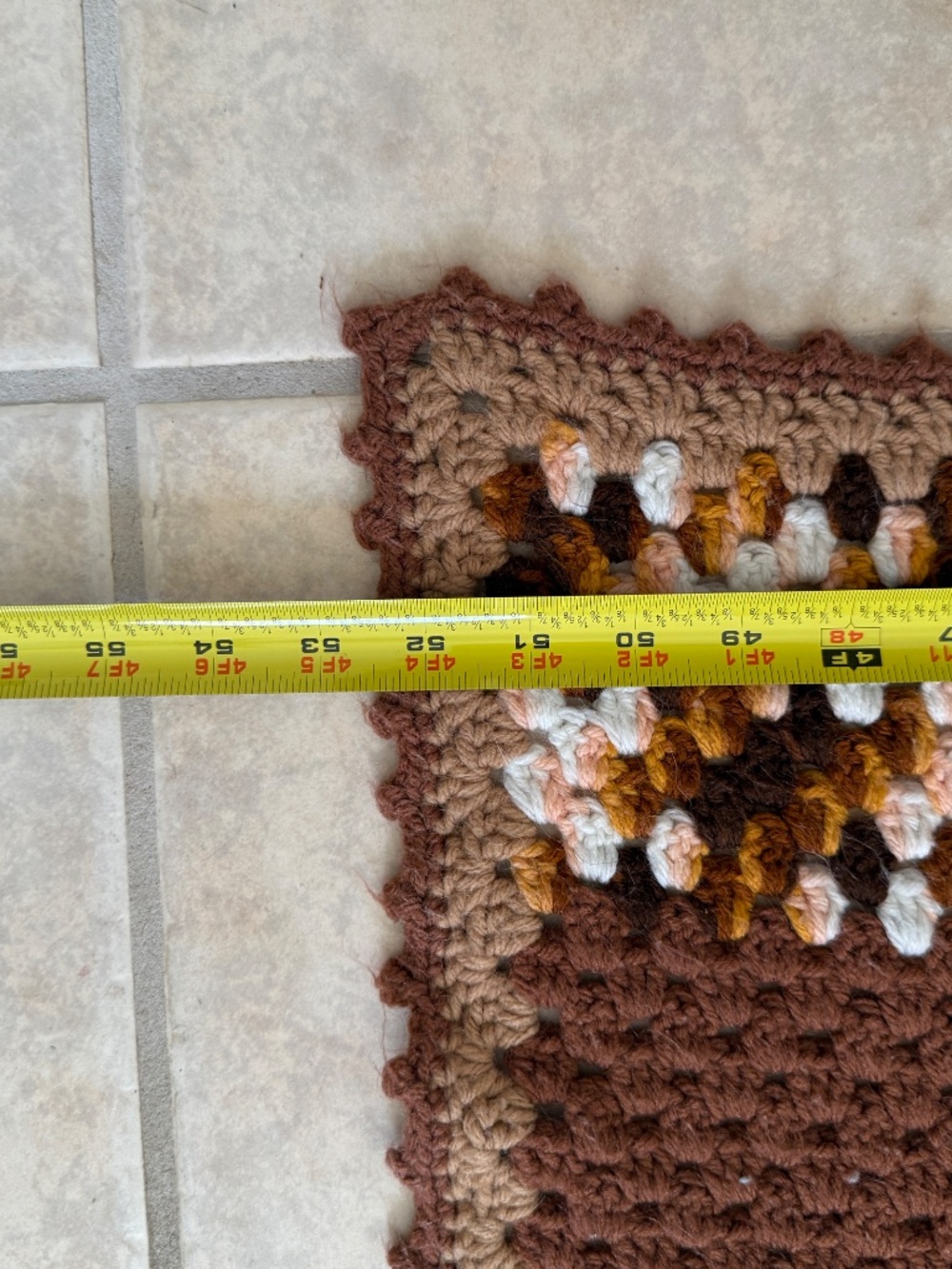 Handmade Crochet Afghan Blanket Brown Tan Granny Patchwork Large Couch Throw 70 - Picture 4 of 4